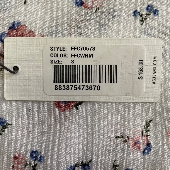 AG Maggie Tank Top, Spaghetti Straps, Floral, White Multi, Small NWT - Picture 6 of 14